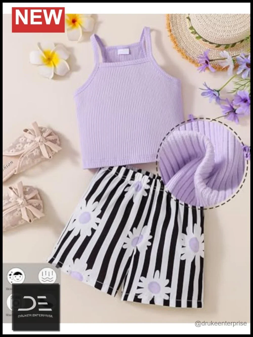 Toddler Girls 2-Piece Summer Outfit Tank Top Floral Shorts Set Cotton Blend